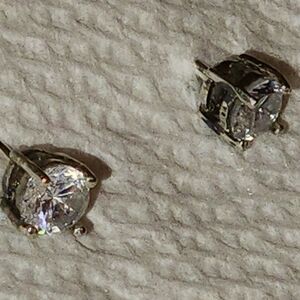 Sterling Stud Earrings With 'Diamond'
